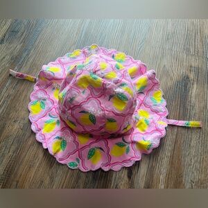 Mini Boden Wide Brimmed Sun Hat Pink Lemon Grove 2-4Y